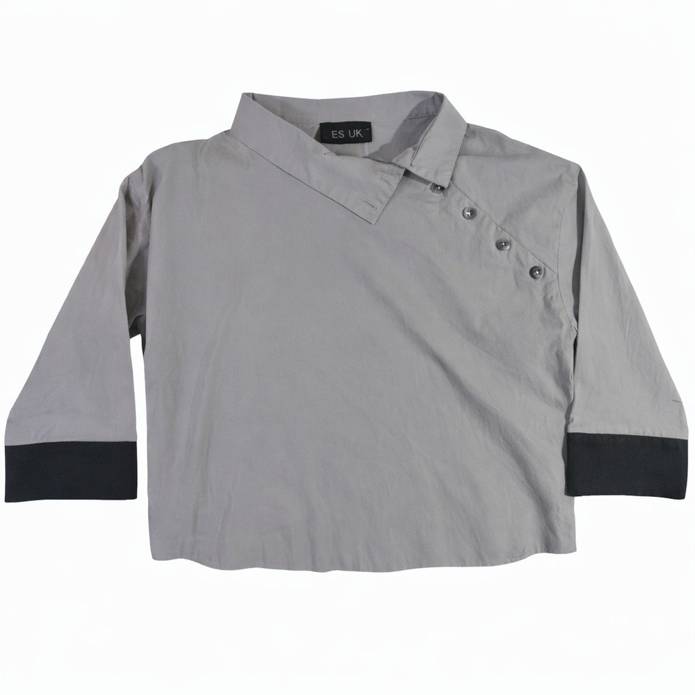 Ozai N Ku Gray‎ Asymmetric Button Top – Size M 3/4 Sleeve Greece